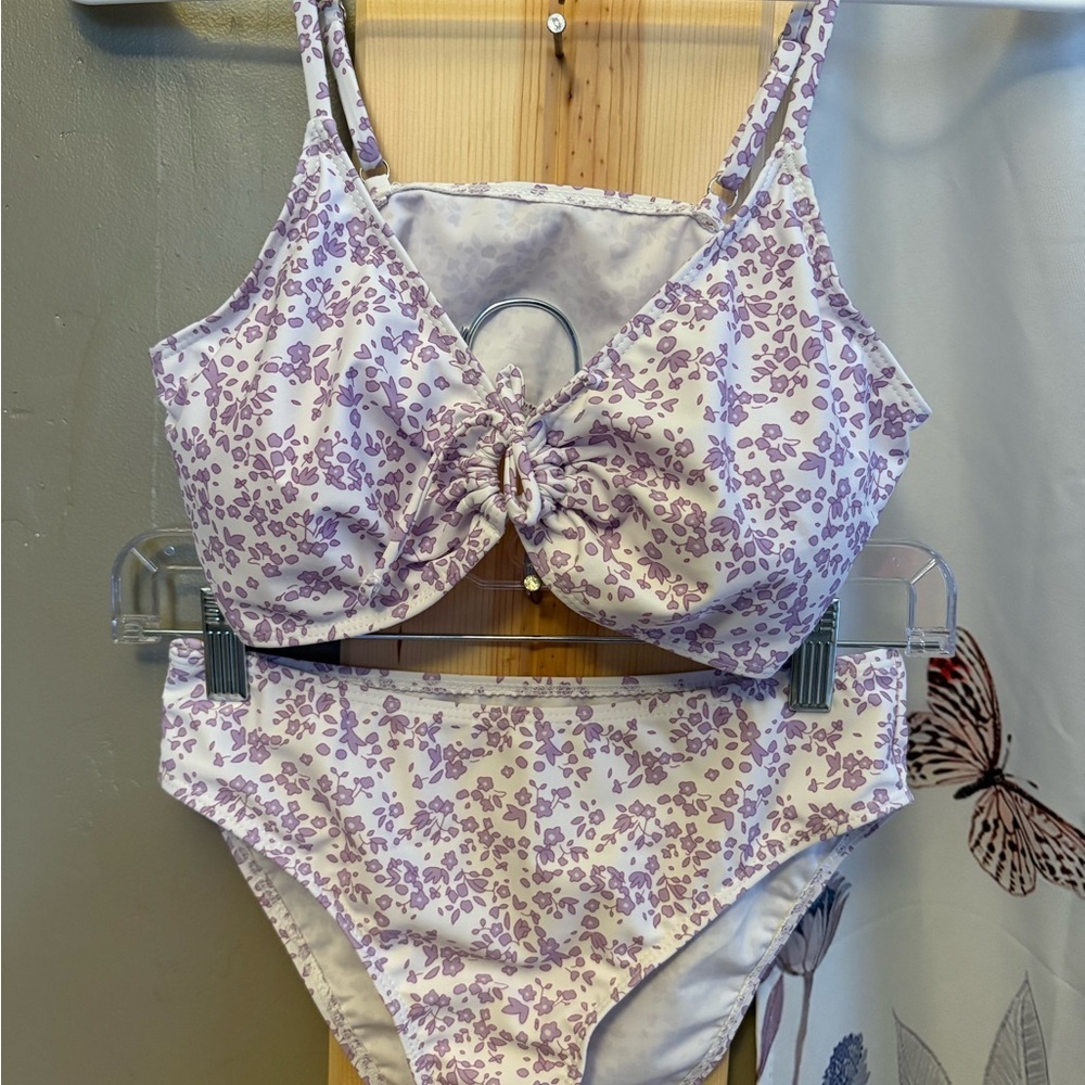 Lilac Floral Kids Bikini Set